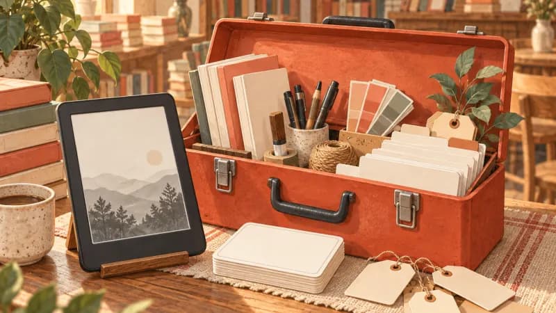 Dashboard of KDP publishing tools around a finished book
