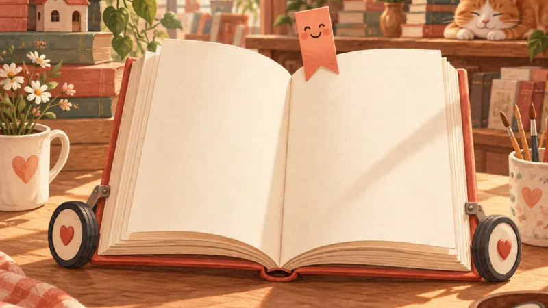 A beginner's first finished book: simple chapters beside a friendly cover