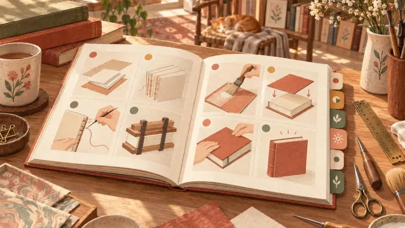 A finished how-to guide showing its cover and step-by-step chapters